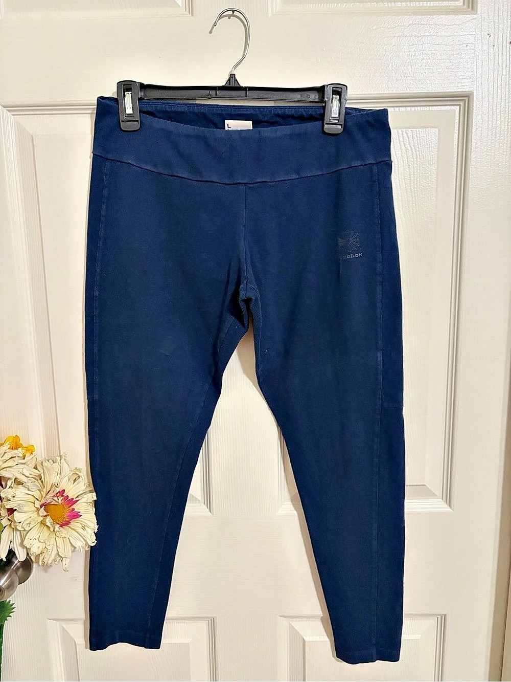 Reebok Classic Athletic Leggings in Blue Size Large Like New